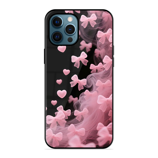 Pink Bow Hearts Printed Protective Phone Cover for iPhone 12 Pro