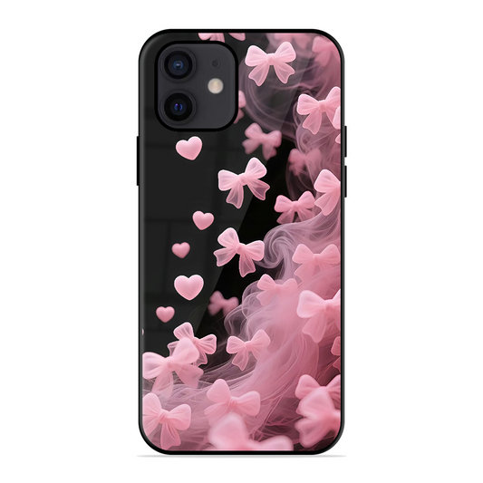 Pink Bow Hearts Printed Protective Phone Cover for iPhone 12