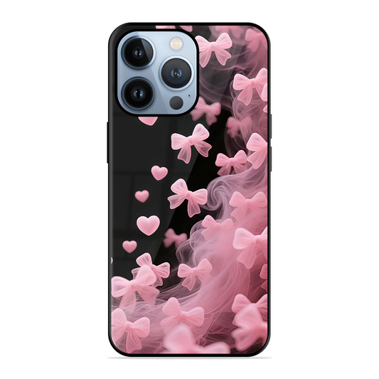 Pink Bow Hearts Printed Protective Phone Cover for iPhone 13 Pro Max