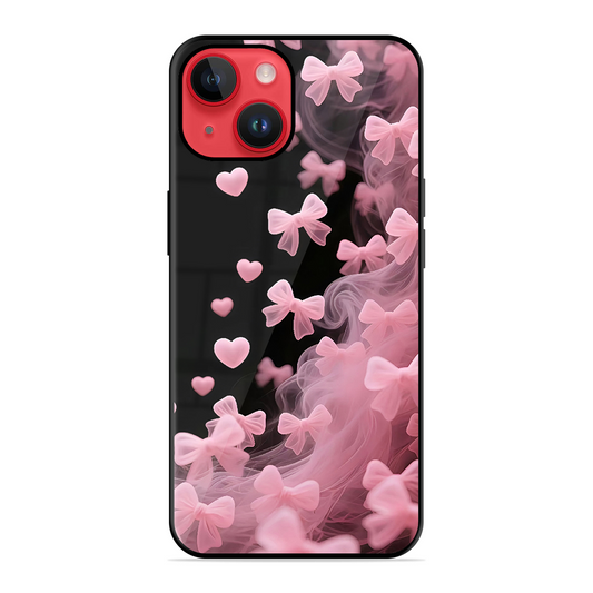 Pink Bow Hearts Printed Protective Phone Cover for iPhone 14