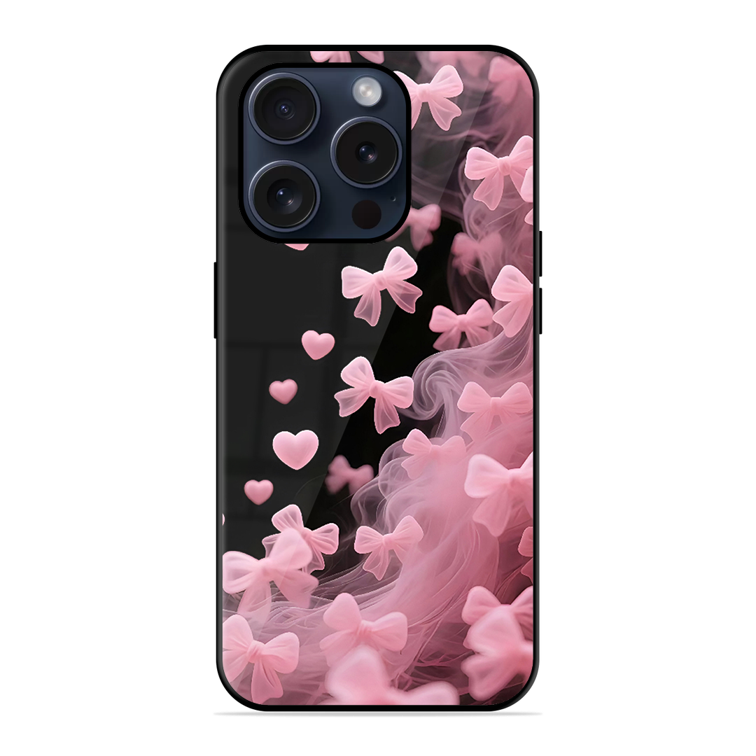 Pink Bow Hearts Printed Protective Phone Cover for iPhone 15 Pro Max