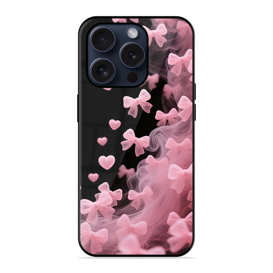 Pink Bow Hearts Printed Protective Phone Cover for iPhone 15 Pro Max