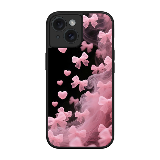 Pink Bow Hearts Printed Protective Phone Cover for iPhone 15