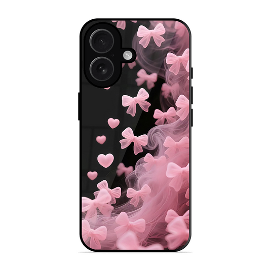 Pink Bow Hearts Printed Protective Phone Cover for iPhone 16
