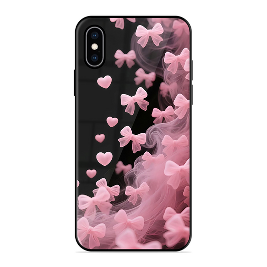 Pink Bow Hearts Printed Protective Phone Cover for iPhone XS Max