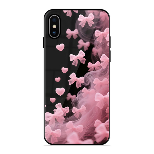 Pink Bow Hearts Printed Protective Phone Cover for iPhone X