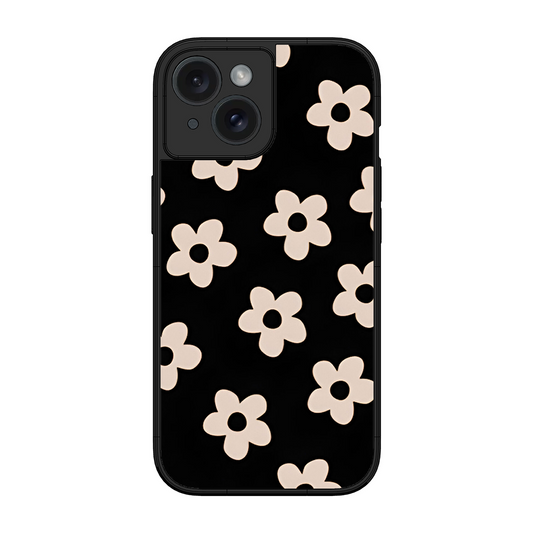 White Flower Printed Protective Phone Cover for iPhone 15