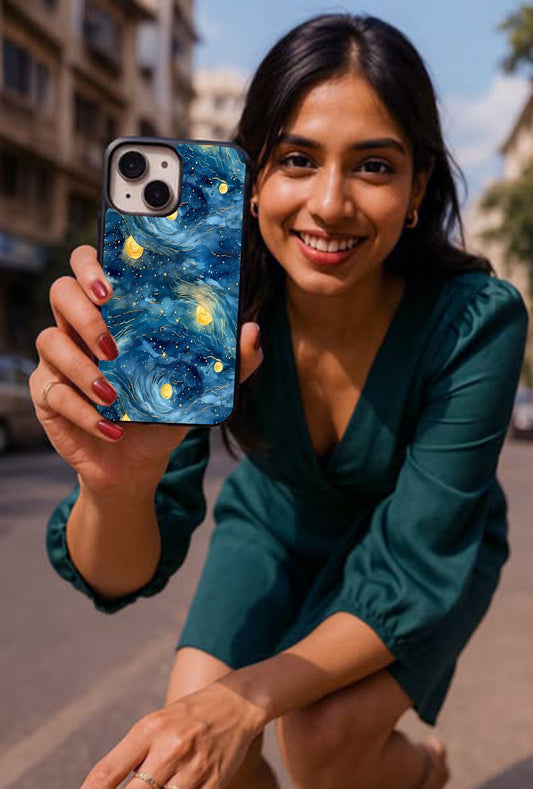 Golden blue wave Printed Protective case