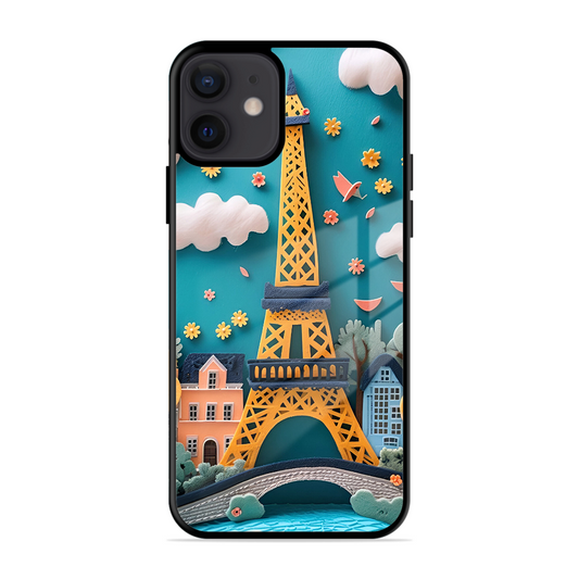 Eiffel Tower Printed Protective Phone Cover for iPhone 12 Mini