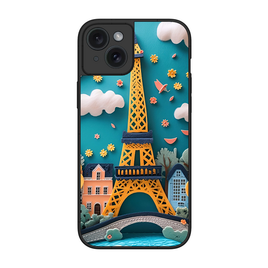 Eiffel Tower Printed Protective Phone Cover for iPhone 15 Plus