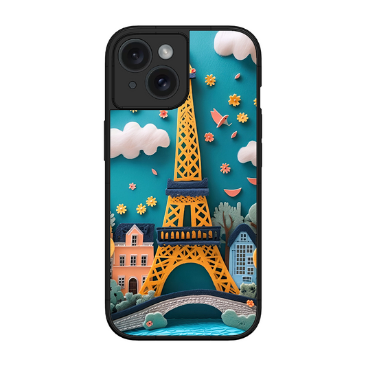 Eiffel Tower Printed Protective Phone Cover for iPhone 15