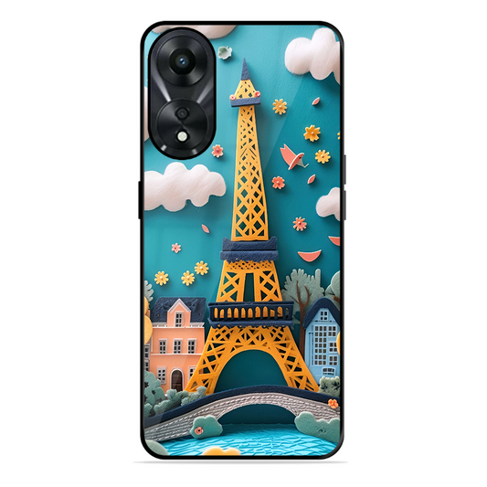 Eiffel Tower Printed Protective Phone Cover forOppo A78 5G
