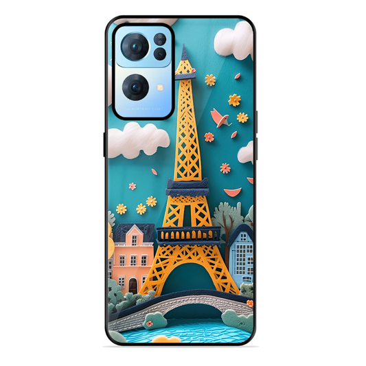 Eiffel Tower Printed Protective Phone Cover forOppo Reno 7 Pro 5G