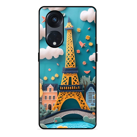 Eiffel Tower Printed Protective Phone Cover forOppo Reno 8T 5G