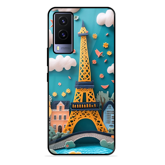 Eiffel Tower Printed Protective Phone Cover forVivo V21E 5G