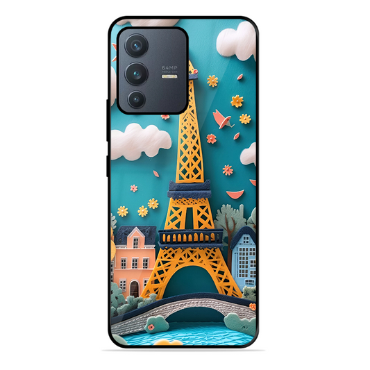 Eiffel Tower Printed Protective Phone Cover forVivo V23 5G
