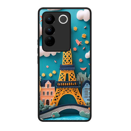 Eiffel Tower Printed Protective Phone Cover forVivo V27 5G