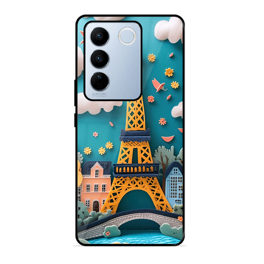 Eiffel Tower Printed Protective Phone Cover forVivo V27 Pro 5G