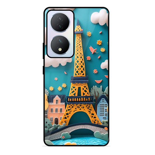 Eiffel Tower Printed Protective Phone Cover forVivo Y100 5G