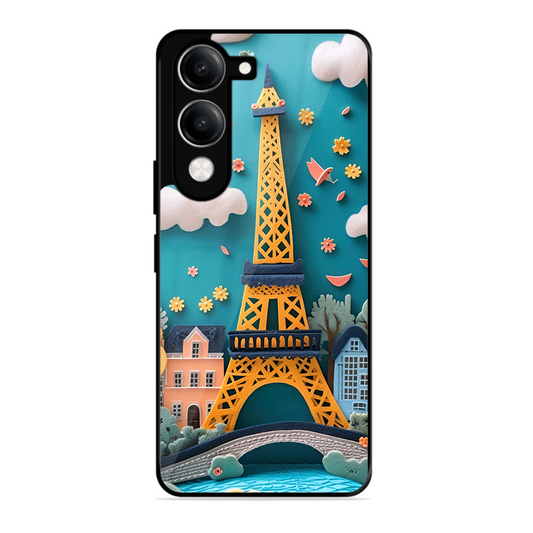 Eiffel Tower Printed Protective Phone Cover forVivo Y19E