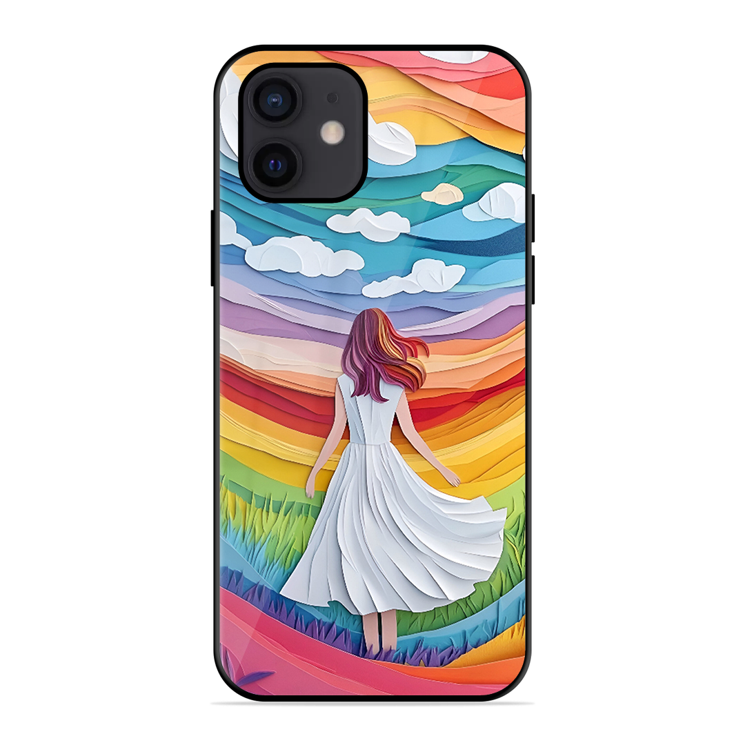 Rainbow Girl Printed Protective Phone Cover for iPhone 12
