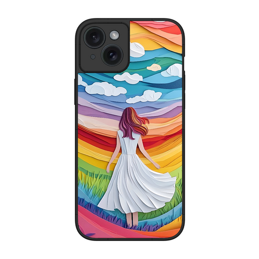 Rainbow Girl Printed Protective Phone Cover for iPhone 15 Plus