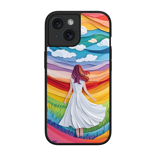 Rainbow Girl Printed Protective Phone Cover for iPhone 15