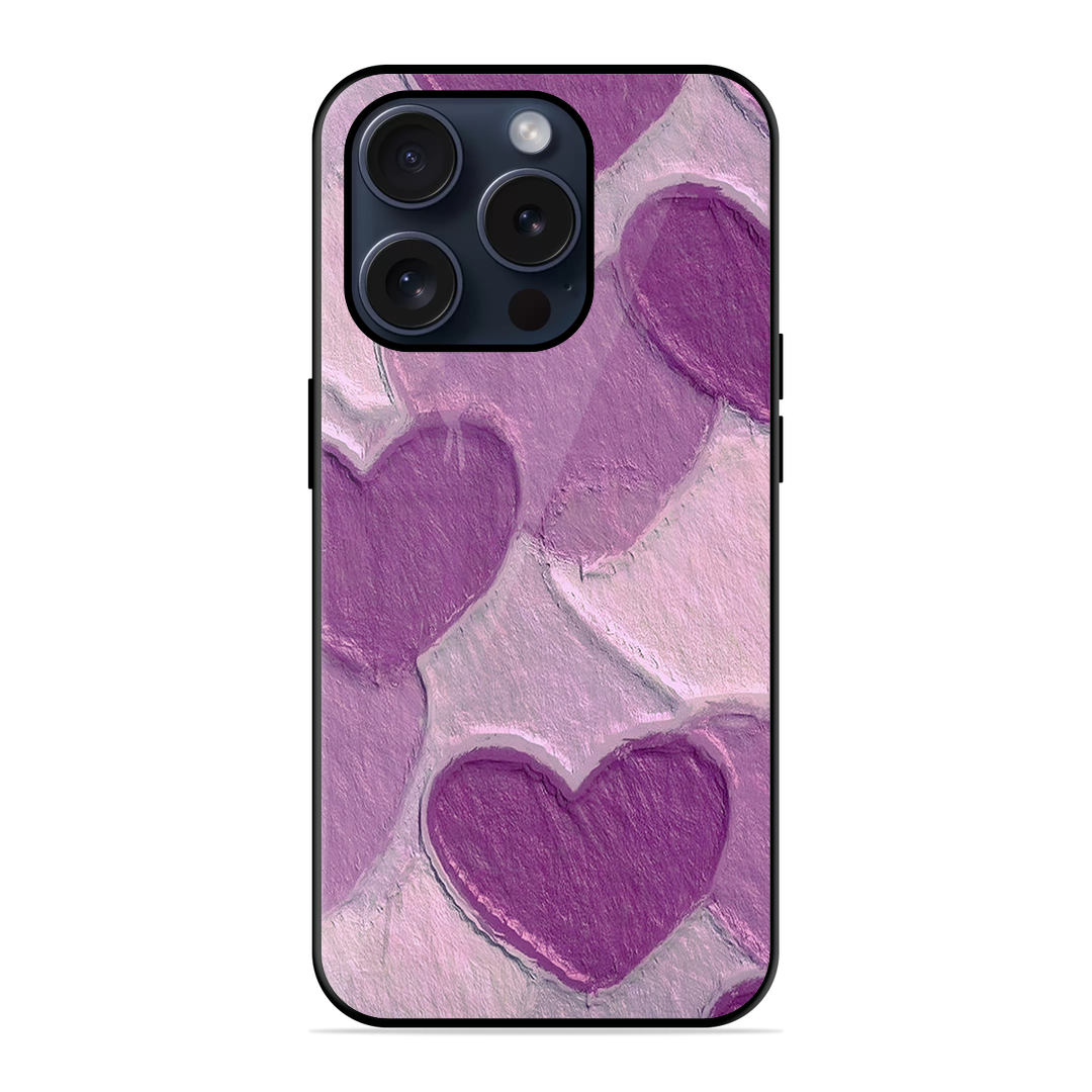 Purple Heart Printed Protective Phone Cover for iPhone 15 Pro