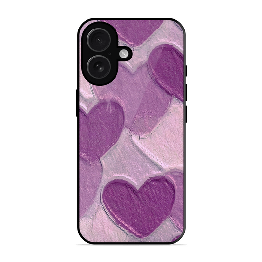 Purple Heart Printed Protective Phone Cover for iPhone 16