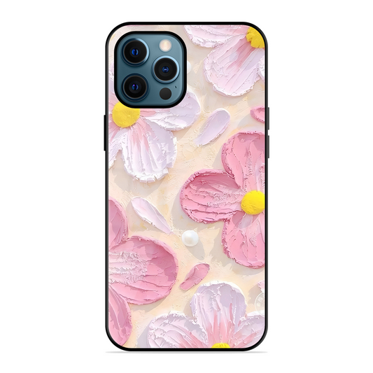 Pink Floral Printed Protective Phone Cover for iPhone 12 Pro