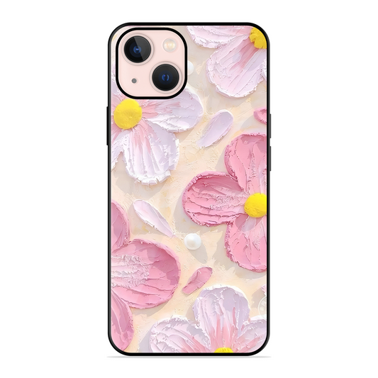 Pink Floral Printed Protective Phone Cover for iPhone 13 Mini
