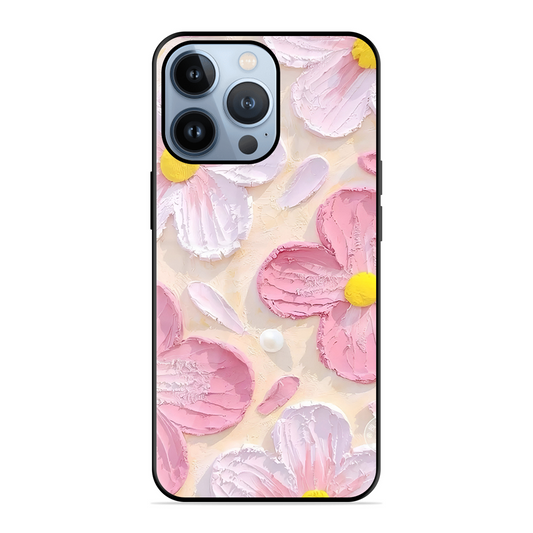 Pink Floral Printed Protective Phone Cover for iPhone 13 Pro