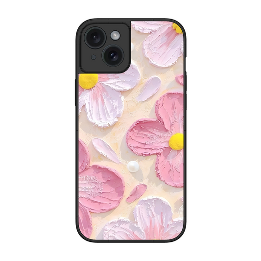 Pink Floral Printed Protective Phone Cover for iPhone 15 Plus