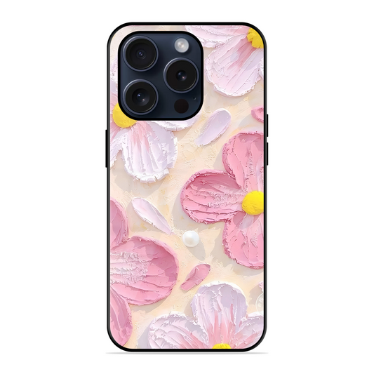 Pink Floral Printed Protective Phone Cover for iPhone 15 Pro