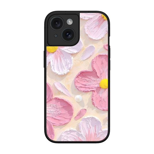 Pink Floral Printed Protective Phone Cover for iPhone 15