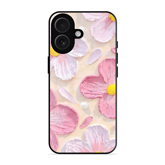 Pink Floral Printed Protective Phone Cover for iPhone 16 Plus