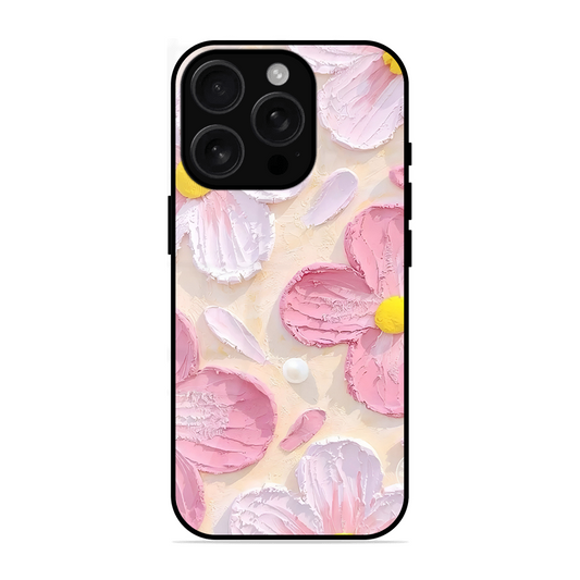 Pink Floral Printed Protective Phone Cover for iPhone 16 Pro Max