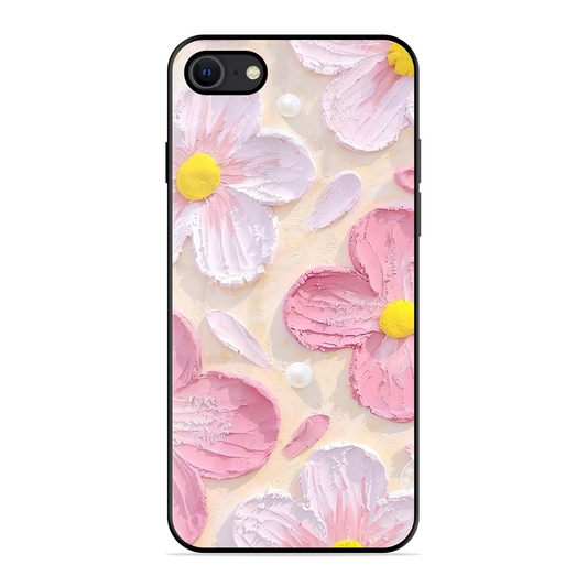 Pink Floral Printed Protective Phone Cover for iPhone SE 2020