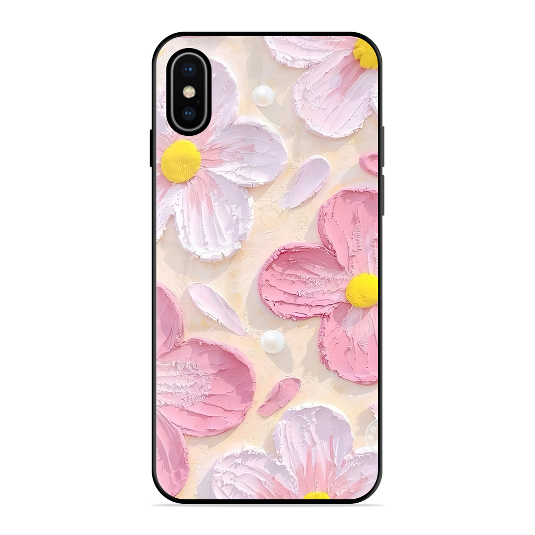 Pink Floral Printed Protective Phone Cover for iPhone X