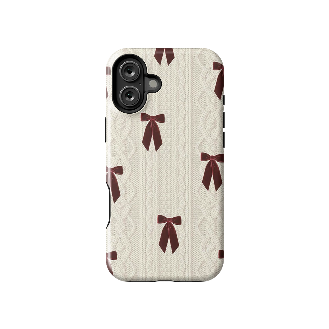 Sweater Ribbon Knot Glossy Armoured Case Dual Layer Protection