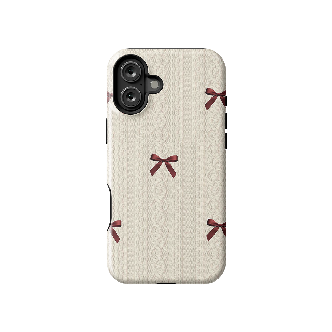 Sweater Bow Glossy Armoured Case Dual Layer Protection