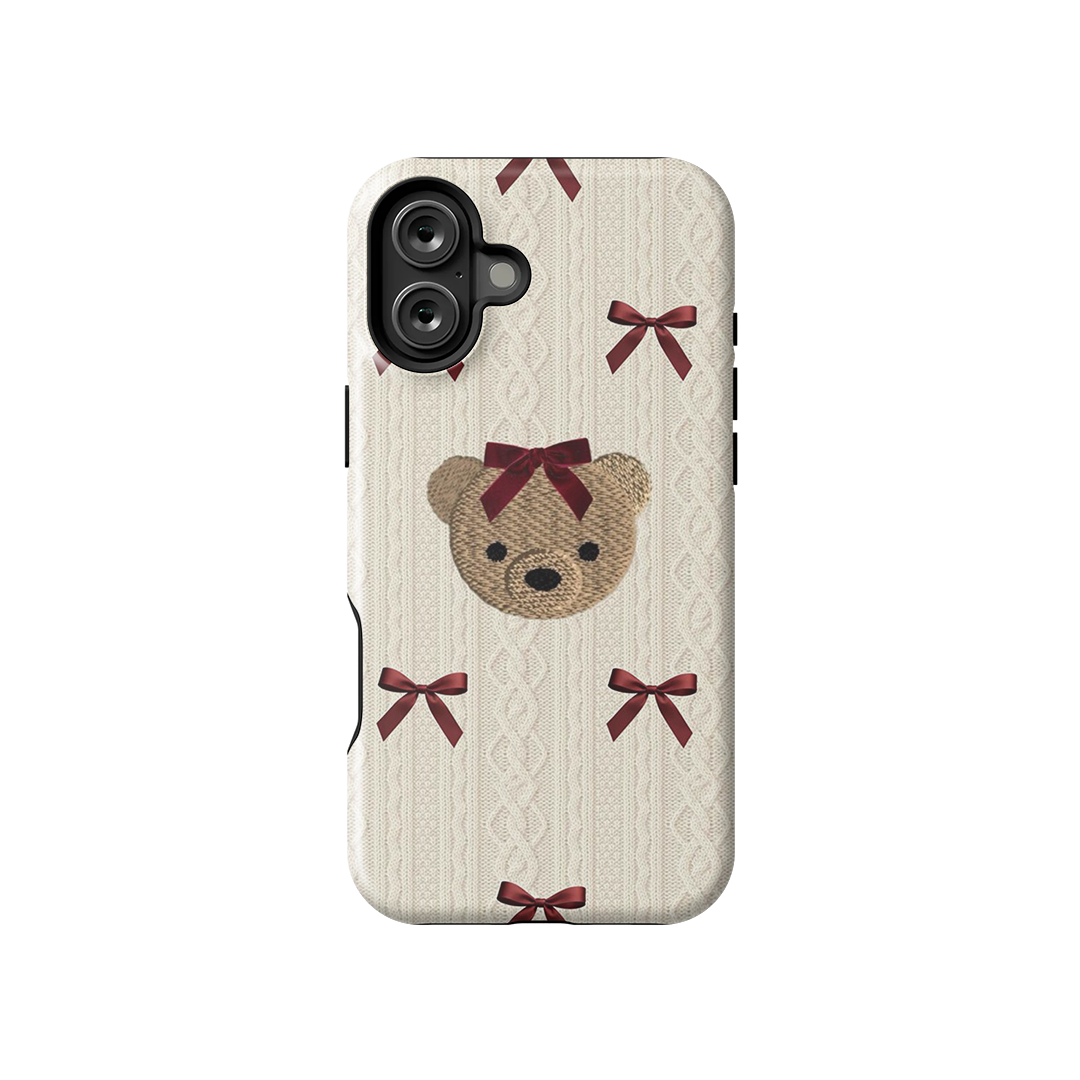 Teddy Bow Glossy Armoured Case Dual Layer Protection