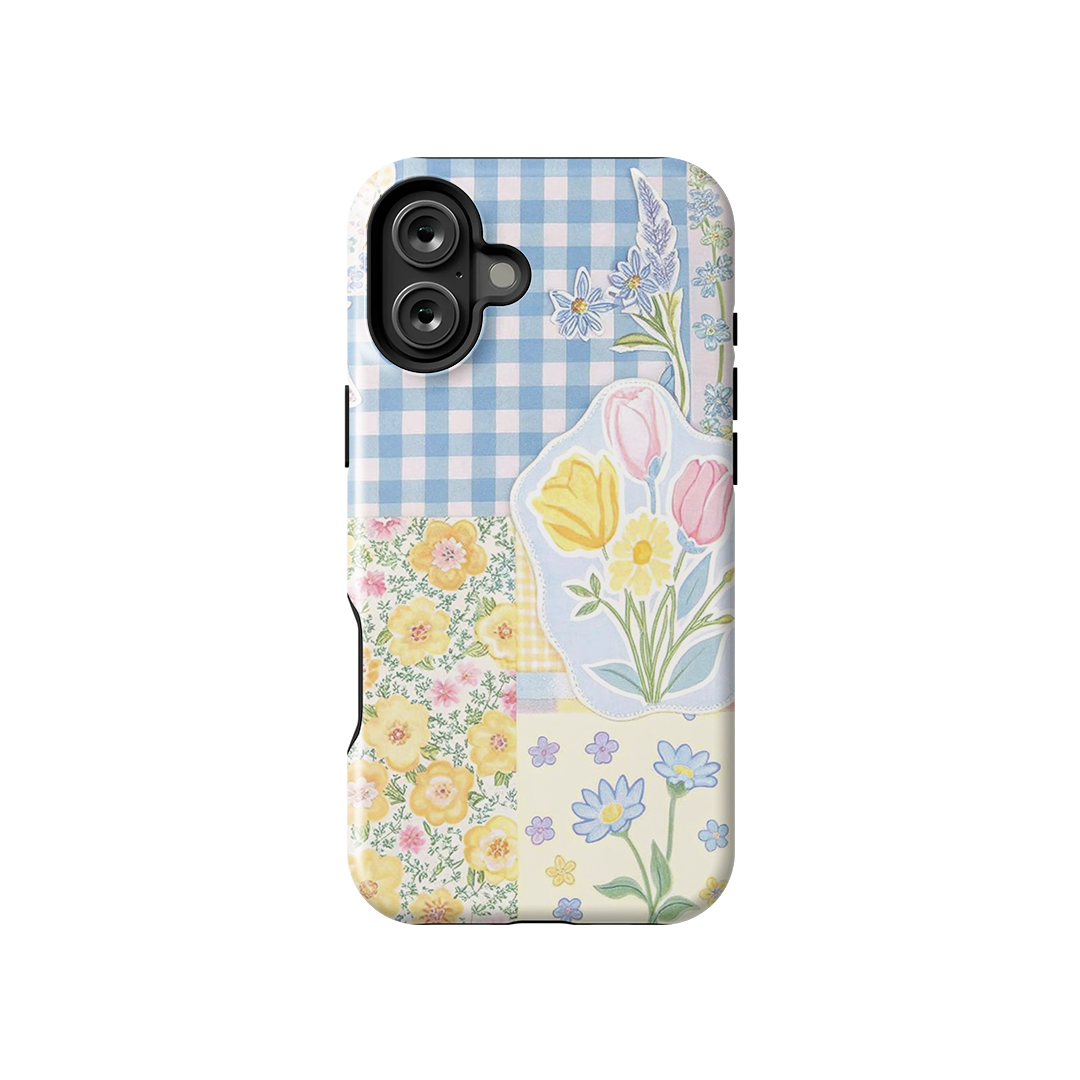 Checked Blue Armoured Case Dual Layer Protection