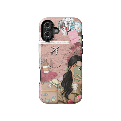 Travel Selfie Glossy Armoured Case Dual Layer Protection