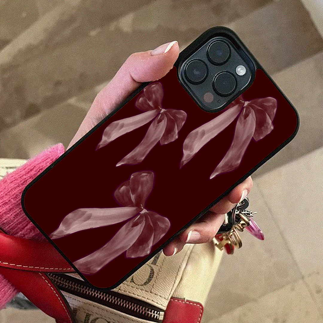 Dreamy Blush Burgundy Bow Printed Protective Case