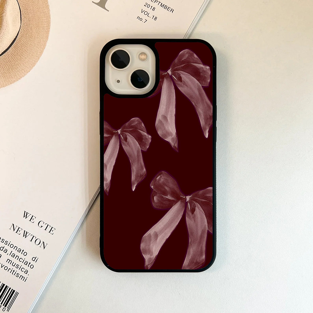 Dreamy Blush Burgundy Bow Printed Protective Case