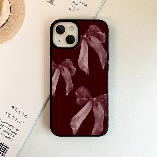 Dreamy Blush Burgundy Bow Printed Protective Case