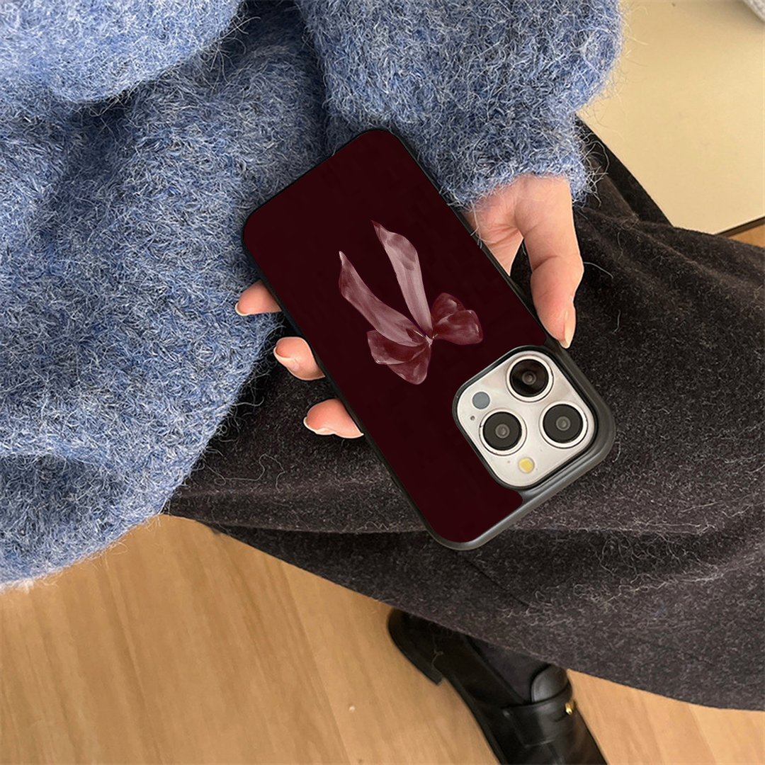 Candy Bow Blush Burgundy Printed Protective Case