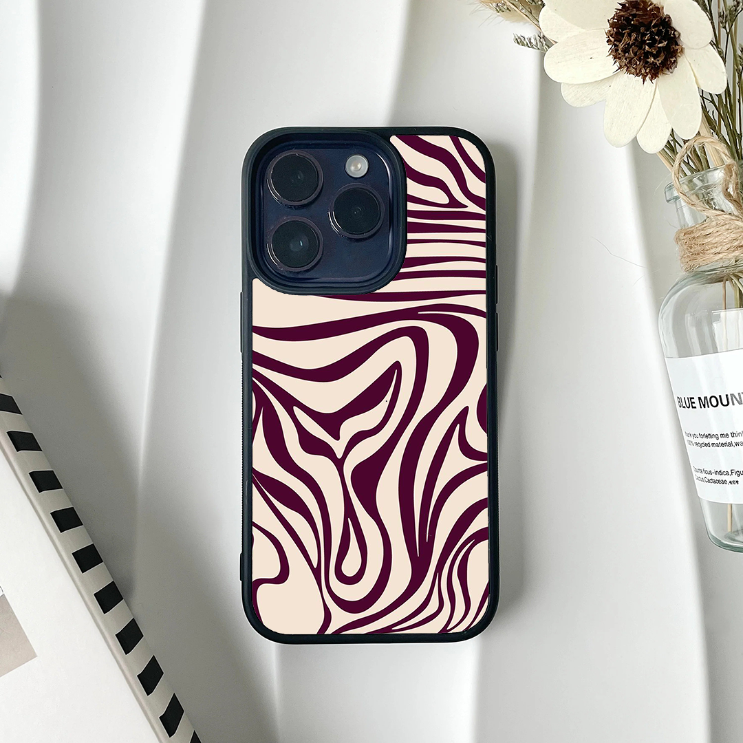 Retro Swirl Bloom Blush Burgundy Printed Protective Case