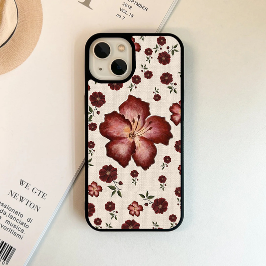 Hybiscus Blush Burgundy Printed Protective Case